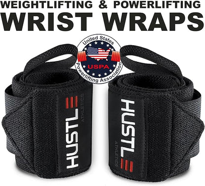 Wrist Wraps for Weightlifting (USPA Approved) - 18" or 12" Premium Quality Weight Lifting Wrist Straps - Best Gym Wrist Wraps with Thumb Loop for Powerlifting & Weight Training for Men & Women