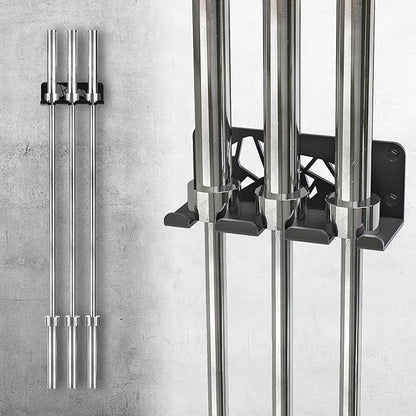Kipika Versatile Wall Mounted Barbell Holder with Hooks Storage Rack for Barbell Bars Holds Under 33mm Bar Size and Fitness Accessories Space-Efficient Gym Organization for Home & Commercial Use