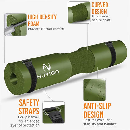 Barbell Pad Squat Pad for Lunges and Squats - Hip Thrust Pad for Standard and Olympic Bars - Provides Cushion to Neck and Shoulders While Training