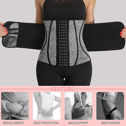 KIWI RATA Neoprene Sauna Waist Trainer Corset Sweat Belt for Women Compression Cincher Band Workout Fitness Back Support