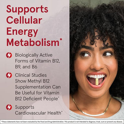 Jarrow Formulas Methyl B-12 1000MCG & Methyl Folate 400MCG,Extra Strength,Cellular Energy Metabolism & Cardiovascular Health Formula(1) With P-5-P,100Chewable Tabs,Up to a 100 Day Suppl,12Packs