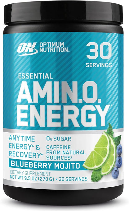 Optimum Nutrition Amino Energy - Pre Workout with Green Tea, BCAA, Amino Acids, Keto Friendly, Green Coffee Extract, Energy Powder - Blueberry Mojito, 30 Servings (Packaging May Vary)