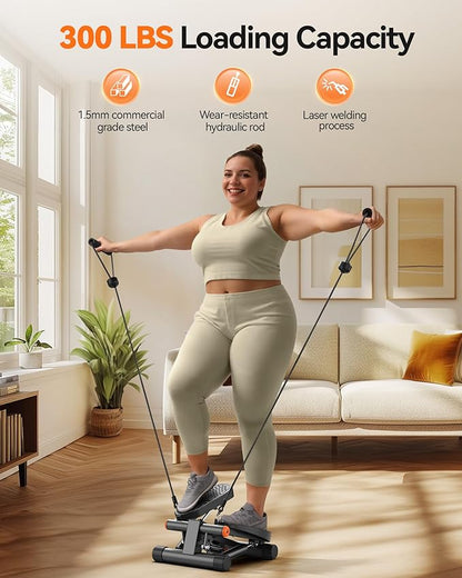 Niceday Steppers for Exercise, Mini Stair Stepper with Resistance Bands at Home Workout Equipment with 300LBS Loading Capacity, Hydraulic Fitness Stepper with LCD Monitor