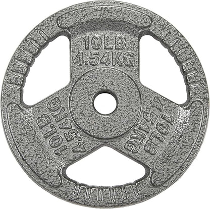 HulkFit 1 inch or 2 inch Cast Iron Weight Plate Set with Multi-Grip Handles and Enamel Coated for Barbells & Strength Training - Grey
