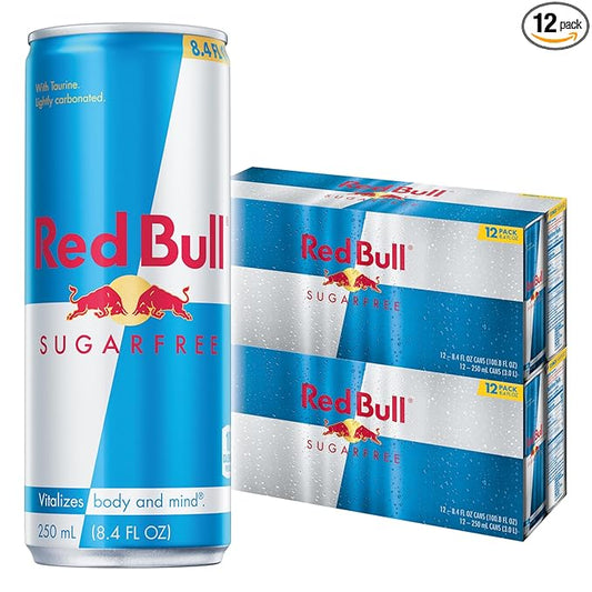 Red Bull Sugar Free Energy Drink with 80mg Caffeine plus Taurine & B Vitamins, 8.4 Fl Oz, 2 Packs of 12 Cans (Pack of 24)