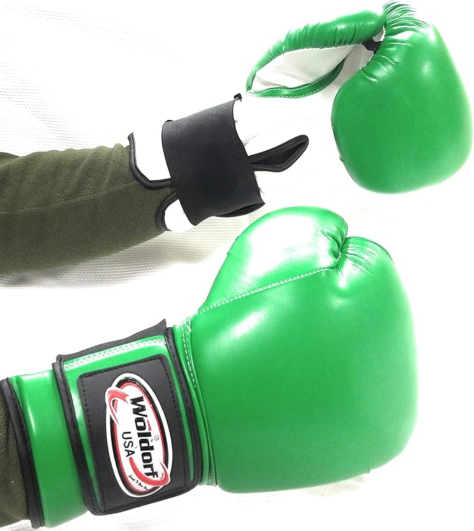 Boxing Gloves Kickboxing Muay Thai Punching Bag Vinyl Green - Durable Multi Layered Foam Padded Offers Unbeatable Price Kids and Adult Sizes