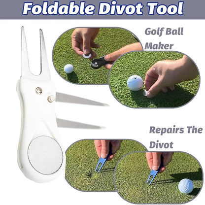 11 Pcs Golf Accessories Kit, Include Golf Tees Golf Towel Golf Ball Bag with Hook Cleaner Brush Golf Ball Marker Golf Divot Tool Golf Score Counter