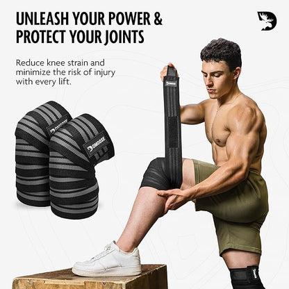 USPA Approved 78” Knee Wraps for Weightlifting Men & Women (Pair) - Premium Cotton Straps for Joint Stability & Pain Relief - Adjustable Fit Gym Knee Wrap Support for Powerlifting, Leg Press & Squats