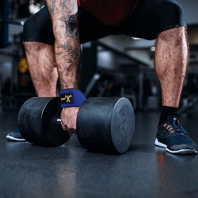 ihuan Wrist Straps for Weight Lifting - Lifting Straps for Weightlifting | Gym Wrist Wraps with Extra Hand Grips Support for Strength Training | Bodybuilding | Deadlifting
