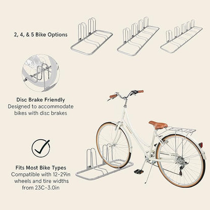 Retrospec Stash Rack 2, 4 & 5 Bike Floor Stand Bicycle Storage Organizer for Mountain Bike, Road Bike, Weather Resistant Fine Powder Steel Coating Fits Wheels up to 3"