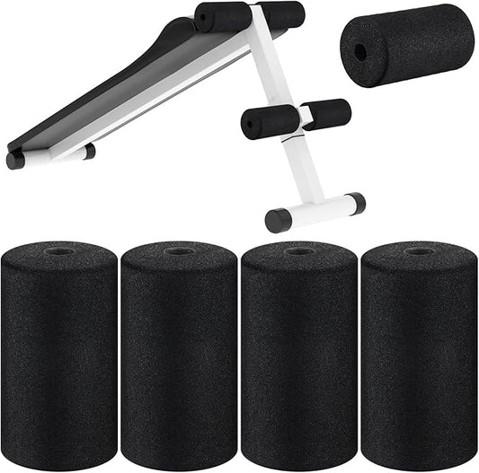 Deekin 4 Pcs Foam Foot Pads Roller Buffer Tube Cover for Home Gym Exercise Machine Equipment Replacement Pads for Leg Extension Weight Bench Inversion Table (0.87 x 2.75 x 5.1 Inches)