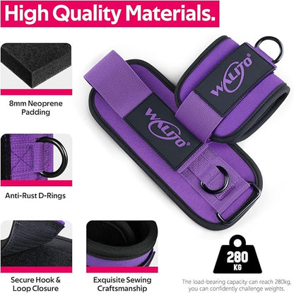 WALITO Ankle Resistance Bands with Cuffs, Exercise Bands for Legs and Butt, Booty Workout Equipment for Kickbacks and Hip Fitness Training