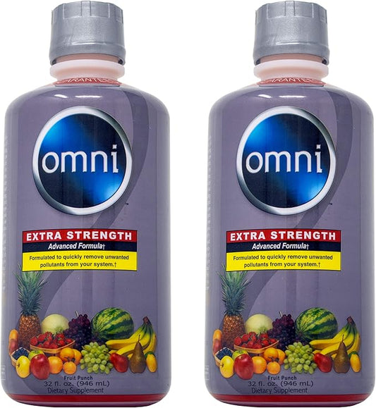 Wellgenix Omni Cleansing Drink, Extra Strength Body Detox, Herbal Cleanse Detox Liquid. Flush Your System, Fruit Punch Flavor, 32 Fl Oz, Premium Detox Support (2 Pack)