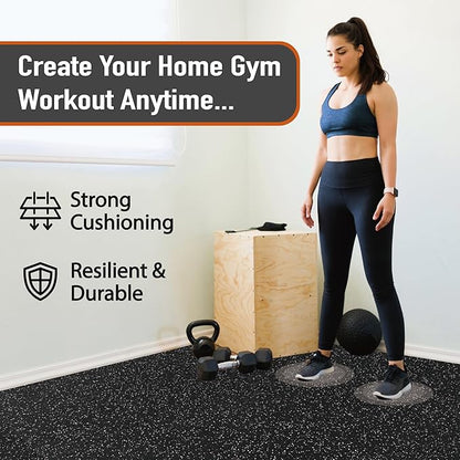 0.56in Thick 24 Sq Ft Exercise Equipment Mats 6 Tiles 24 x 24in