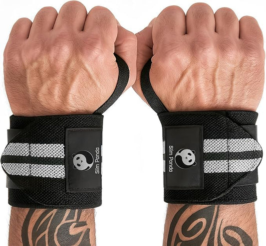 Slim Panda Weightlifting Wrist Wraps- Upgraded Wrist Support with Heavy Duty Thumb Loop for Powerlifting, Bodybuilding, and Weight Lifting Men & Women