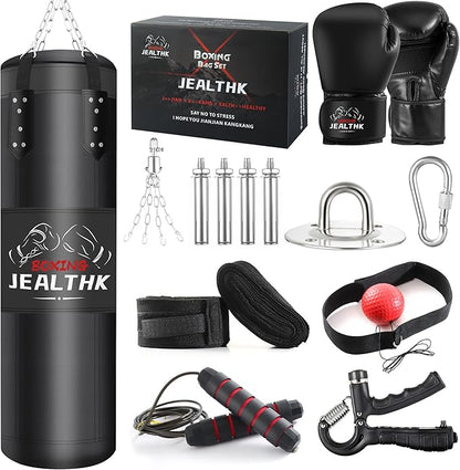4FT High-Density Oxford Fabric Unfilled Punching Bag for Adults. Boxing Training Equipment with 12OZ Gloves for Boxing MMA Kickboxing Karate Muay Thai Home Gym Training