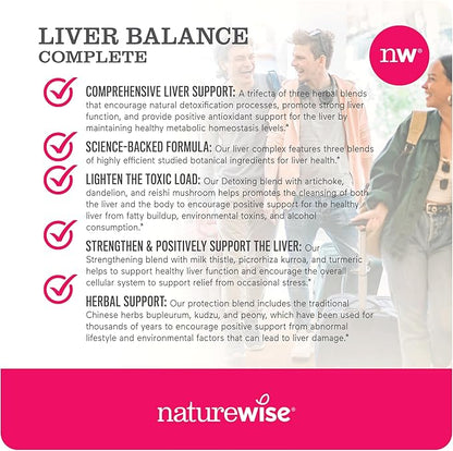 NatureWise Liver Detox Cleanse Supplement (30 Servings) Triple Repair Formula with Milk Thistle, Turmeric, Reishi & Kudzu to Encourage Toxin Removal & Support Normal Function (60 Veg Capsules)
