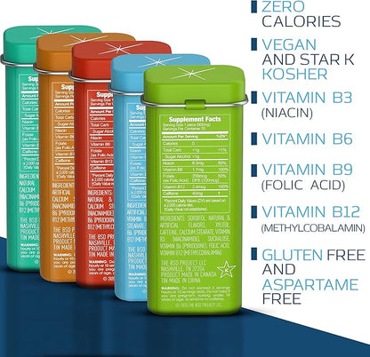 Viter Energy 40mg Caffeine Mints, Sugar Free, B Vitamins, Vegan, Energy & Focus Nootropic Supplement (Variety Flavors, 20pcs, 5 Pack, 100pcs Total)