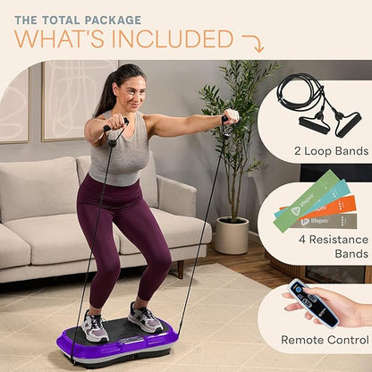 Lifepro Waver Vibration Plate Exercise Machine – High-Intensity Vibration for Muscle Activation, Full-Body Workout Vibrating Platform with Loop Bands, Fitness Equipment for Strength Toning & Fat Loss
