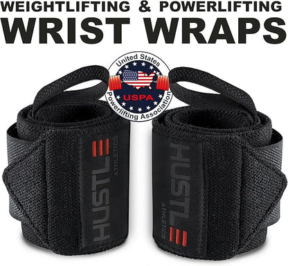 Wrist Wraps for Weightlifting (USPA Approved) - 18" or 12" Premium Quality Weight Lifting Wrist Straps - Best Gym Wrist Wraps with Thumb Loop for Powerlifting & Weight Training for Men & Women