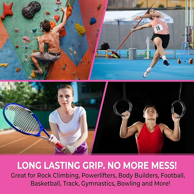 Pink Liquid Chalk for Weightlifting, Gymnastics, Rockclimbing, All Activities, Sweat Resistant for Superior Grip