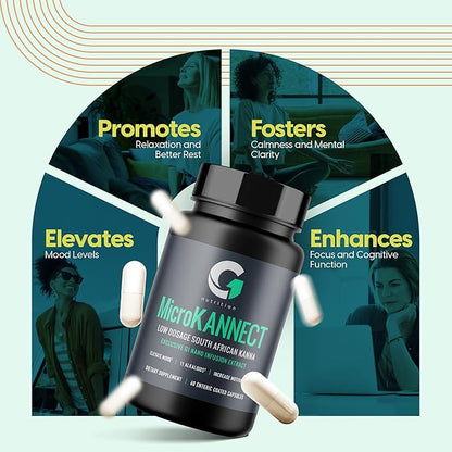 Micro Kannect Capsules with 3% Kanna Alkaloid| Elevates Mood, Boosts Energy Levels, Enhances Mental Clarity | Sceletium Tortuosum Daily Supplements for Men & Women 60 Servings