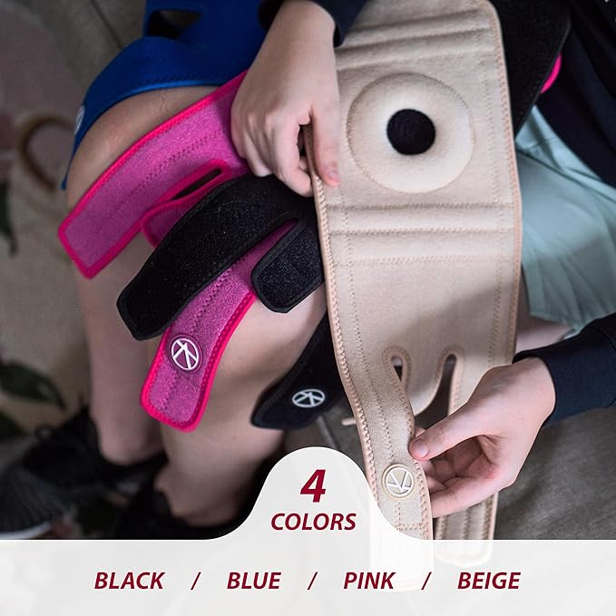 KARM Kids Knee Brace - Osgood Schlatter Knee Brace Youth for Kids, Sports, Pain, Arthritis, Patella, Meniscus Tear, MCL, ACL - Adjustable Compression Support for Child, Boys & Girls (Beige)