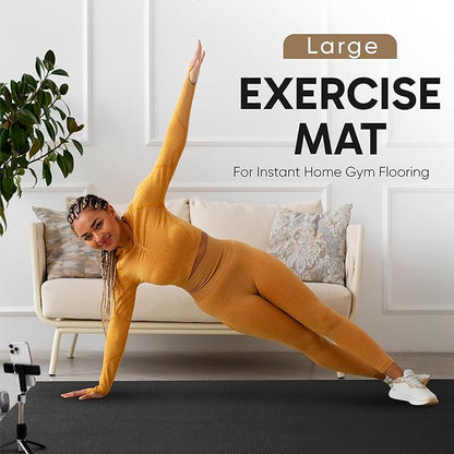 Gorilla Mats Premium Large Exercise Mat – 8' x 4' x 1/4" Ultra Durable, Non-Slip, Workout Mat for Instant Home Gym Flooring – Works Great on Any Floor Type or Carpet – Use With or Without Shoes