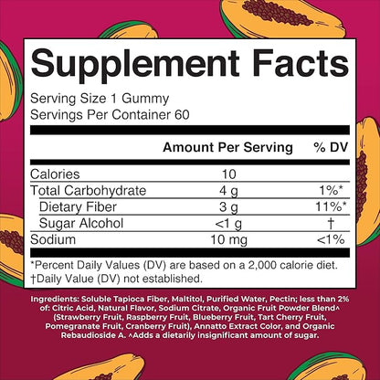 MaryRuth Organics Fiber Gummies for Adults | Prebiotic Fiber Supplement | Gut Health | Digestion Support | Sugar Free | Vegan | 2 Month Supply | 60 Count