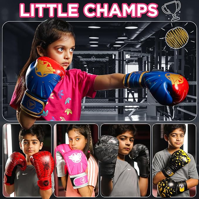 WYOX Kids Boxing Gloves 4oz 6oz 8oz – Youth Punching Gloves for Boys & Girls Ages 3–15 – Sparring Gloves for Punching Bag, Kickboxing, Muay Thai, MMA – Boxing Gloves for Kids Training Set