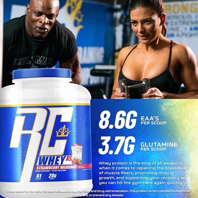 Ronnie Coleman Signature Series Whey XS Protein Powder, Pre Workout Shake Mix for Lean Muscle Support, Low Sugar Supplement for Women & Men, 5 lb Bottle (Milk Chocolate)