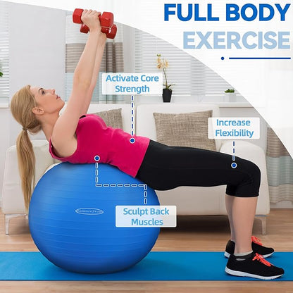 Anti-Burst and Slip Resistant Exercise Ball Yoga Ball 2,000-Pound Capacity,