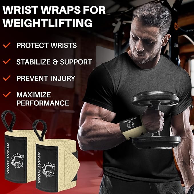 TECEUM Weightlifting 18" & 12" Wrist Wraps with Thumb Loop – Heavy Duty Wrist Workout Braces for Men and Women – Ideal for Powerlifting, Strength Training, Bodybuilding