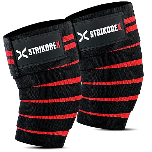 Knee Wraps For Weightlifting (pair) for Men & Women Best for Cross Trainings and Leg Press,Gym Wraps for Workout,Powerlifting & Fitness Squats Flexible Knee Strap (RED/BLACK)