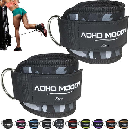 Comfortable Adjustable Padded Ankle Wrist Cuffs Neoprene Padded Straps D-Ring Glute Kickback for Cable Machine, Ideal for Glutes Exercises