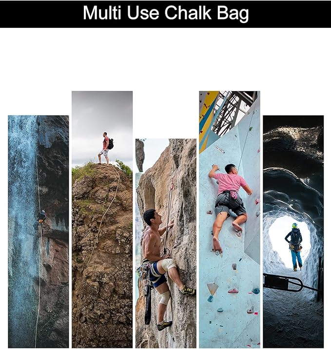 Rock Climbing Chalk Bag with Belt and Zipper Pocket for Fitness Gym Weight Lifting Hunting Bouldering Magnesium Sack