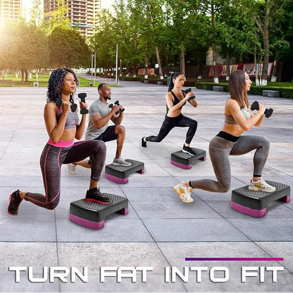 Yes4All 18.9" Aerobic Exercise Step Platform with 2 Risers 3" 5.1" 5.1" for