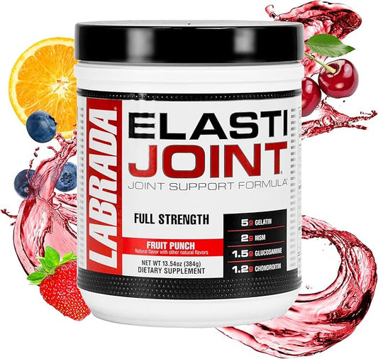 Labrada Nutrition Elastijoint, Fruit Punch. Glucosamine Joint Support Supplement Powder for Men & Women, Joint Pain Relief & Bone Health Supplement with MSM, Glucosamine Chondroitin MSM - Gluten-Free