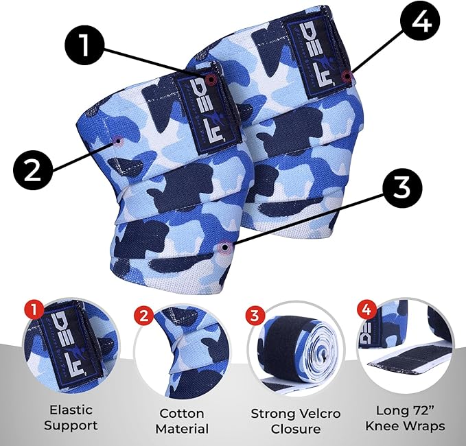 DEFY Sports' Knee Wraps for Weightlifting - Provides Knee Support for Powerlifting, Squats & Fitness Workouts
