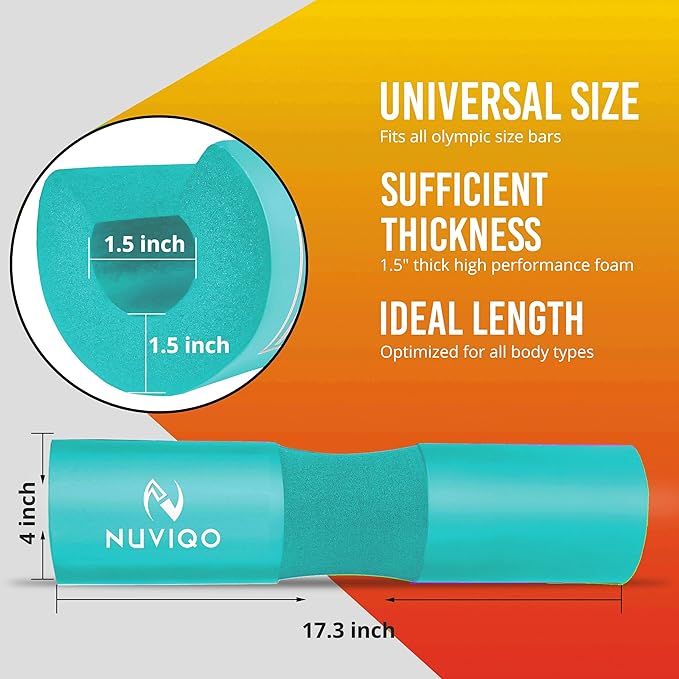 Barbell Pad Squat Pad for Lunges and Squats - Hip Thrust Pad for Standard and Olympic Bars - Provides Cushion to Neck and Shoulders While Training