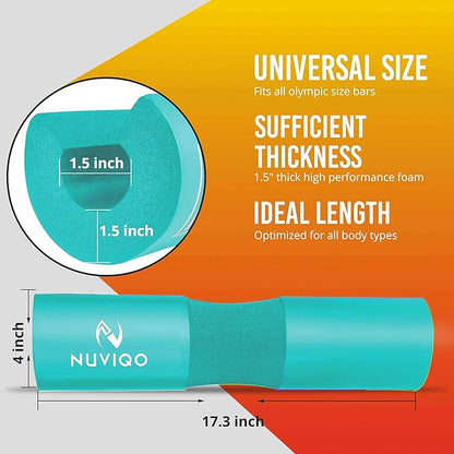 Barbell Pad Squat Pad for Lunges and Squats - Hip Thrust Pad for Standard and Olympic Bars - Provides Cushion to Neck and Shoulders While Training