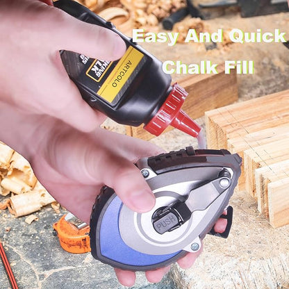 Chalk Reel kit - Six Gear Quick Retrieval Chalk Lines,100ft Line Included in Chalk Box,4oz Red Chalk Powder,Wire Box is Made of Aluminum