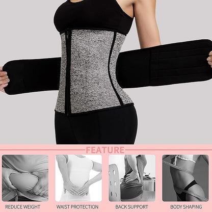 KIWI RATA Neoprene Sauna Waist Trainer Corset Sweat Belt for Women Compression Cincher Band Workout Fitness Back Support