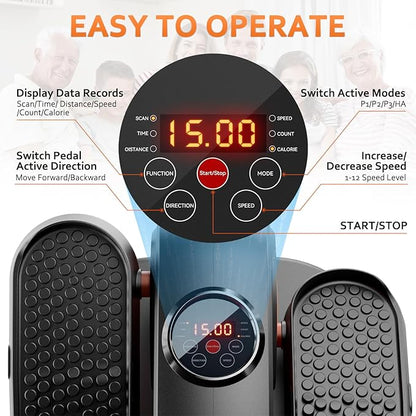 Under Desk Elliptical Machine, Ellipse Exerciser as Seen on TV for Seniors with Remote Control & 12 Adjustable Speeds, Elliptical Machine for Home