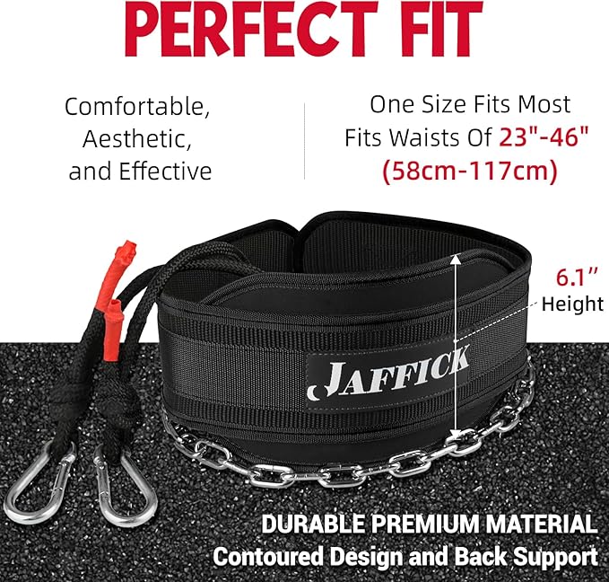Jaffick Dip Belt with Steel Chain for Weightlifting