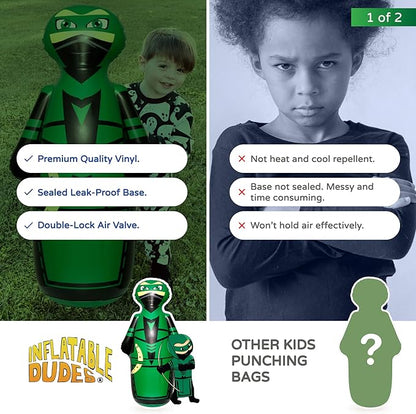 INFLATABLE DUDES Ninja Toy 47 Inches -Kids Punching Bag | Already Filled with Sand| Bop Bag | Inflatable Bopper | Boxing | Ninja Birthday Party | Party Decorations | Punching Bag for Kids- (Archy)