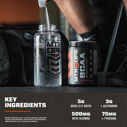 MTN OPS BCAA 2:1:1 Amino Acids Supplement Powder for Rapid Muscle Recovery & Repair with Zero Sugar & Gluten Free (30-Serving Tub, Grape)