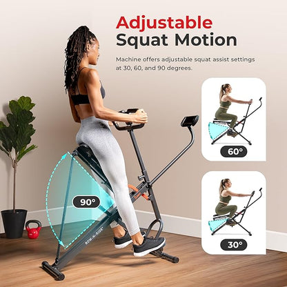 Sunny Health & Fitness Smart Upright Row-N-Ride Trainer w/Adjustable Resistance, Foldable Home Exercise Equipment for Arm, Glute & Leg Training, Free SunnyFit App Bluetooth Connect, Optional in Colors