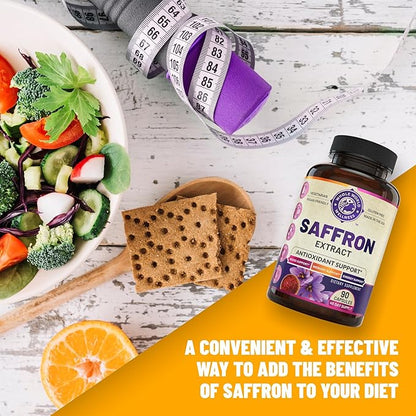 100% Pure Saffron Extract - NSF Certified. Supports Weight and Appetite Health, Mood, Focus, Memory, Digestion, Eye, Skin and Brain Health. Saffron Supplements for Women and Men, 45-Day Supply.
