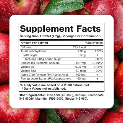 PLIX Apple Cider Vinegar Effervescent Tablets with The Mother, 700mg ACV with VIT B12, B6, Pack of 4 | Vegan, No Added Sugar, Non-GMO & Gluten-Free